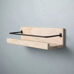 Hearth & Hand Magnolia Wood Wall Shelf - Whitewash, Black Metal